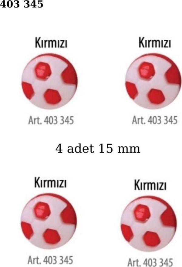 Öz-El Futbol Topu Şekilli Kırmızı Renk 4 Adet 15 Mm Bebek Düğme, Bebek Kazak,Yelek, Gömlek Düğmesi 403 345 - Image 1