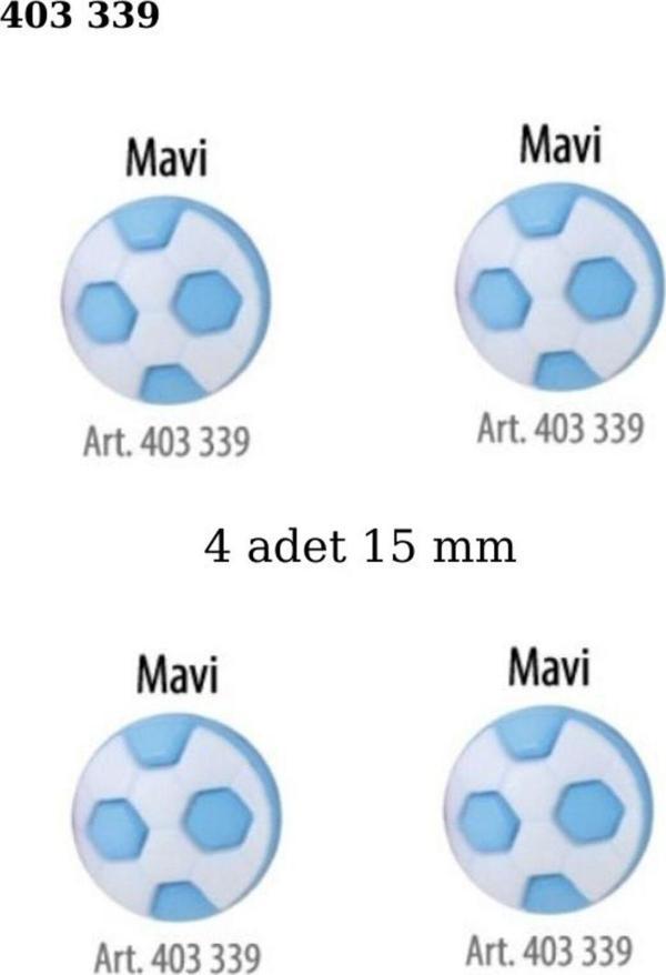 Öz-El Futbol Topu Şekilli Mavi Renk 4 Adet 15 Mm Bebek Düğme, Bebek Kazak, Yelek, Gömlek Düğmesi 403 339 - Image 1