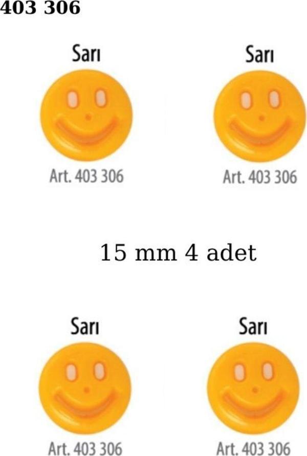 Öz-El Gülen Yüz Şekilli Sarı Renk 4 Adet 15 Mm Bebek Düğme, Bebek Kazak, Yelek, Gömlek Düğmesi 403 306 - Image 1