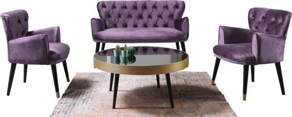 Mobilya Bazarı Vega 2+1+1 Çay Seti Koltuk Takımı (Salon - Balkon - Cafe Ofis) Mürdüm - Image 1