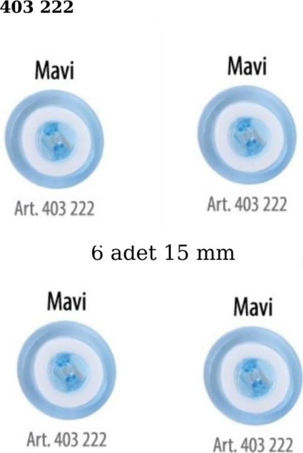 Öz-El Mavi Renk 6 Adet Beyaz Şeritli 15 Mm Bebek Düğme, Bebek Kazak, Yelek, Gömlek Düğmesi 403 222 - Image 1