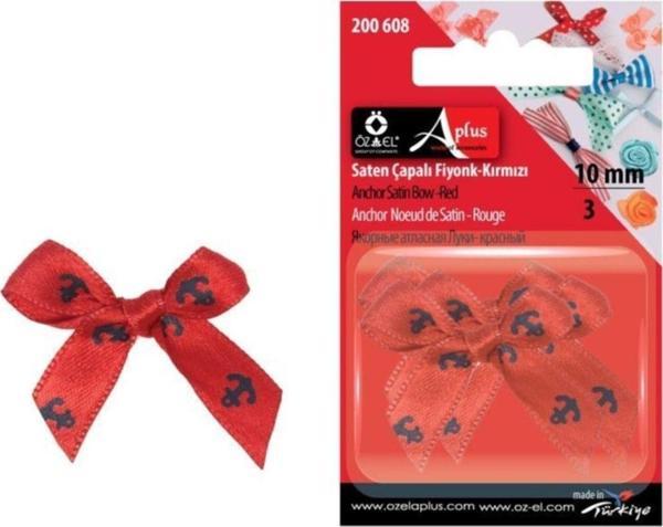 Öz-El Kırmızı Saten Siyah Çapa Baskılı Fiyonk Kurdele 10 Mm 9 Adet 200 608 - Image 1