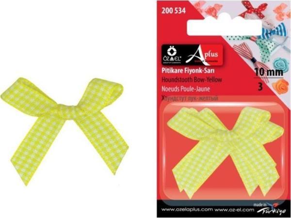 Öz-El Limon Sarısı Ekose Desenli Fiyonk Kurdele 10 Mm 9 Adet 200 534 - Image 1