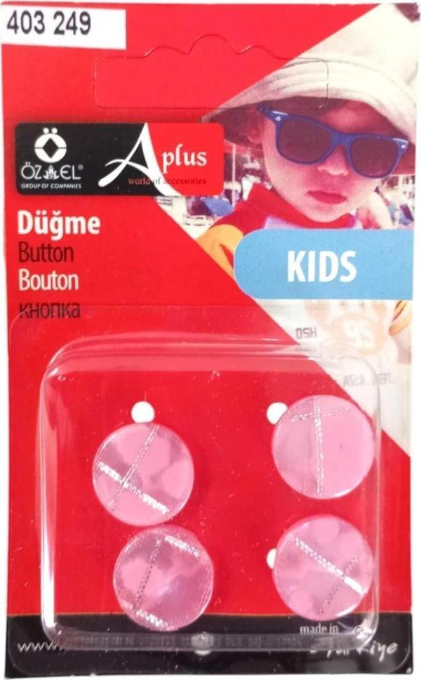Öz-El Pembe Simli 4 Adet 15 Mm Bebek Düğme, Çocuk Düğme, Gömlek Kazak Yelek Düğmesi 403 249 - Image 1