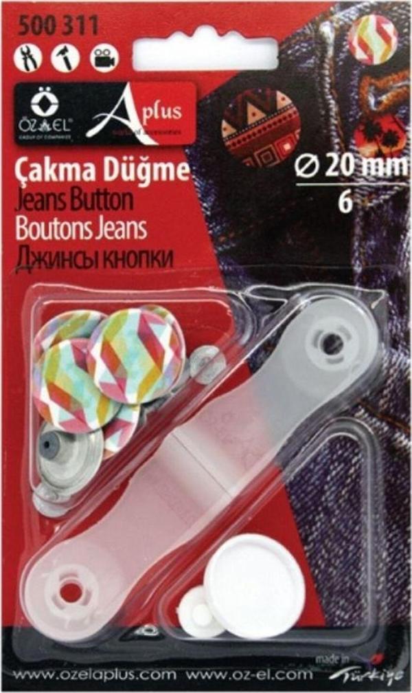 Öz-El Renkli Metal Çakma Düğme Seti 17 Mm 8 Adet Çakma Düğme Aparatı Seti 500 319 - Image 1