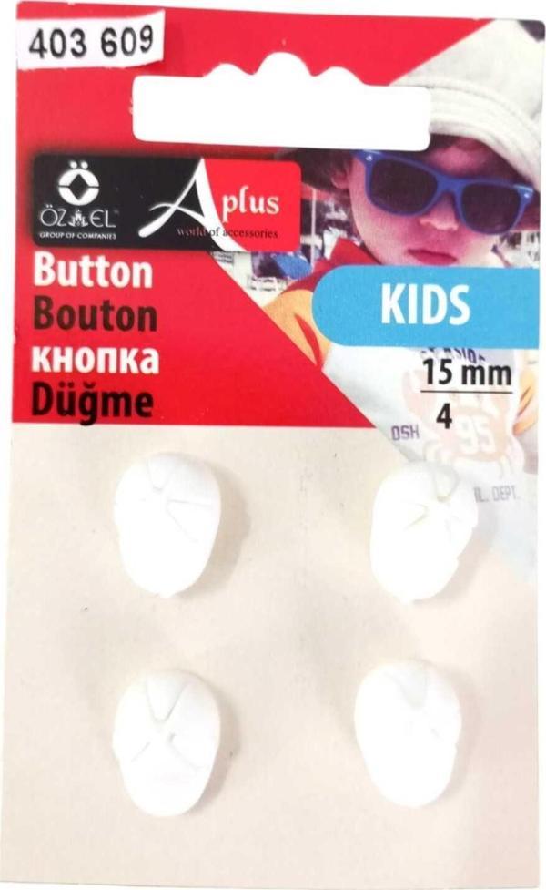 Öz-El Şapka Şekilli Beyaz Renkli 4 Adet 15 Mm Bebek Düğme, Çocuk Düğme, Gömlek Kazak Yelek Düğmesi - Image 1