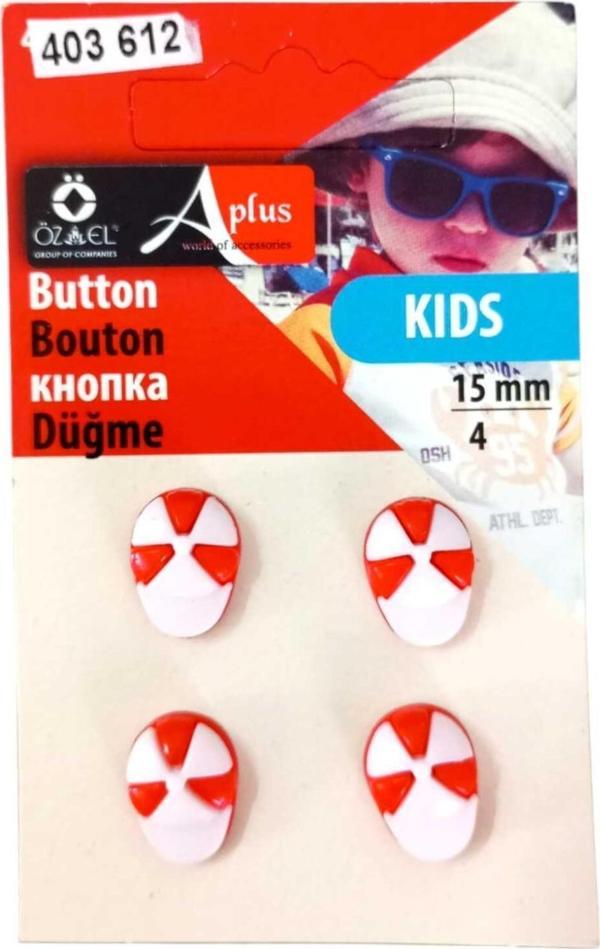 Öz-El Şapka Şekilli Kırmızı Renkli 4 Adet 15 Mm Bebek Düğme, Çocuk Düğme, 403 612 - Image 1
