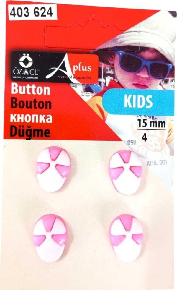Öz-El Şapka Şekilli Pembe Renkli 4 Adet 15 Mm Bebek Düğme, Çocuk Düğme, Gömlek Kazak Yelek Düğmesi 403 624 - Image 1