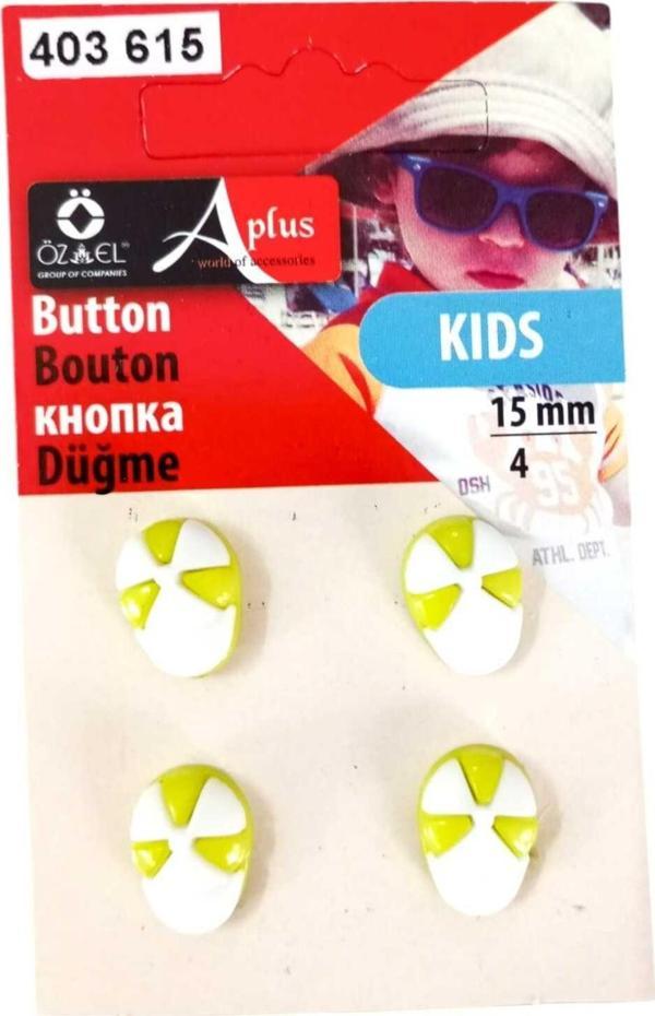Öz-El Şapka Şekilli Yeşil Renkli 4 Adet 15 Mm Bebek Düğme, Çocuk Düğme, Gömlek Kazak Yelek Düğmesi 403 615 - Image 1