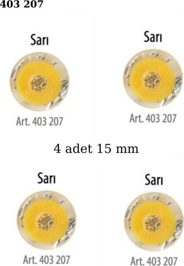 Öz-El Sarı Renk 4 Adet Simli 15 Mm Bebek Düğme, Bebek Kazak, Yelek, Gömlek Düğmesi 403 207 - Image 1