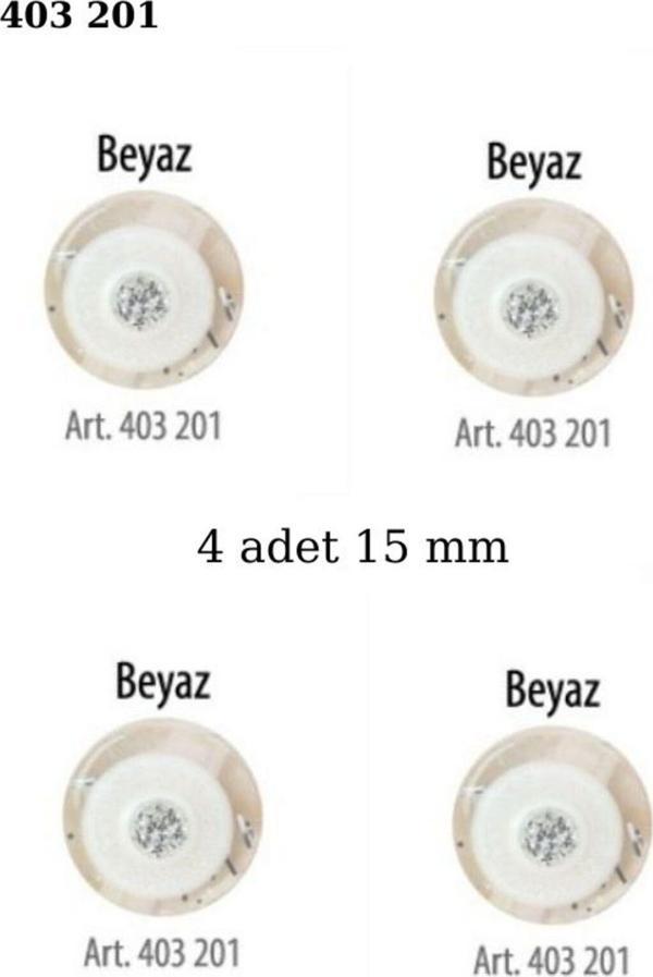 Öz-El Simli Beyaz Renk 4 Adet 15 Mm Bebek Düğme, Bebek Kazak, Yelek, Gömlek Düğmesi 403 201 - Image 1