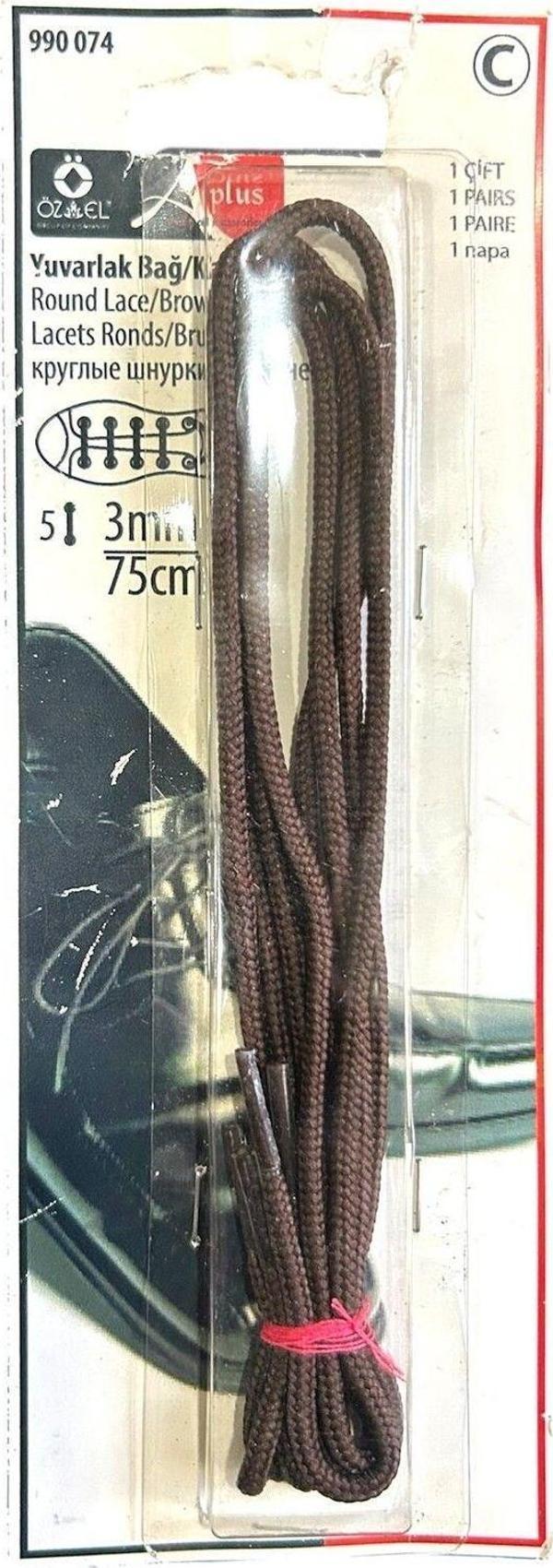 Öz-El Kahverengi 3 Mm 75 Cm Yuvarlak Ayakkabı Bağı, Bir Çift Ayakkabı Bağcığı 990 074 - Image 1