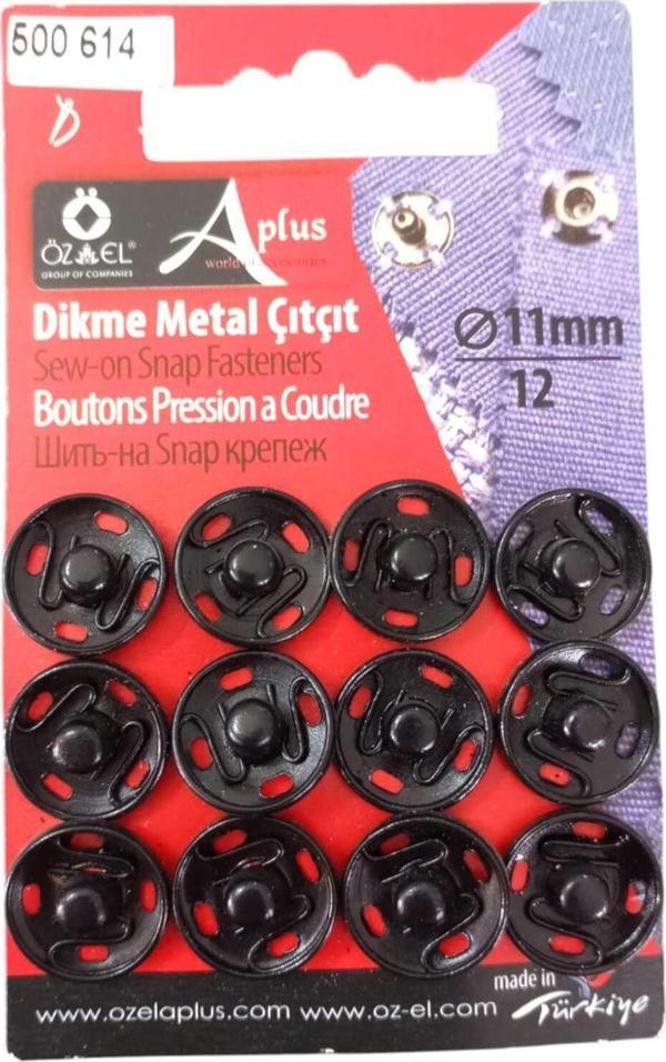Öz-El Siyah Dikme Metal Çıtçıt Seti 12Adet 11Mm 500 614 - Image 1
