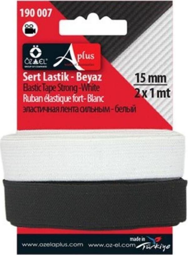 Öz-El Siyah Beyaz İkili Dokuma Lastik, Sert Lastik, 1,5 Cm 1 + 1 Mt 190 007 - Image 1