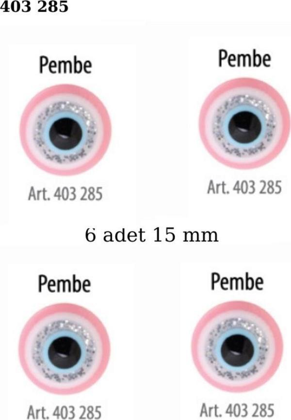 Öz-El Pembe Renk Nazar Boncuklu Simli 6 Adet 15 Mm Bebek Düğme, Bebek Kazak, Yelek, Gömlek Düğmesi 403 285 - Image 1