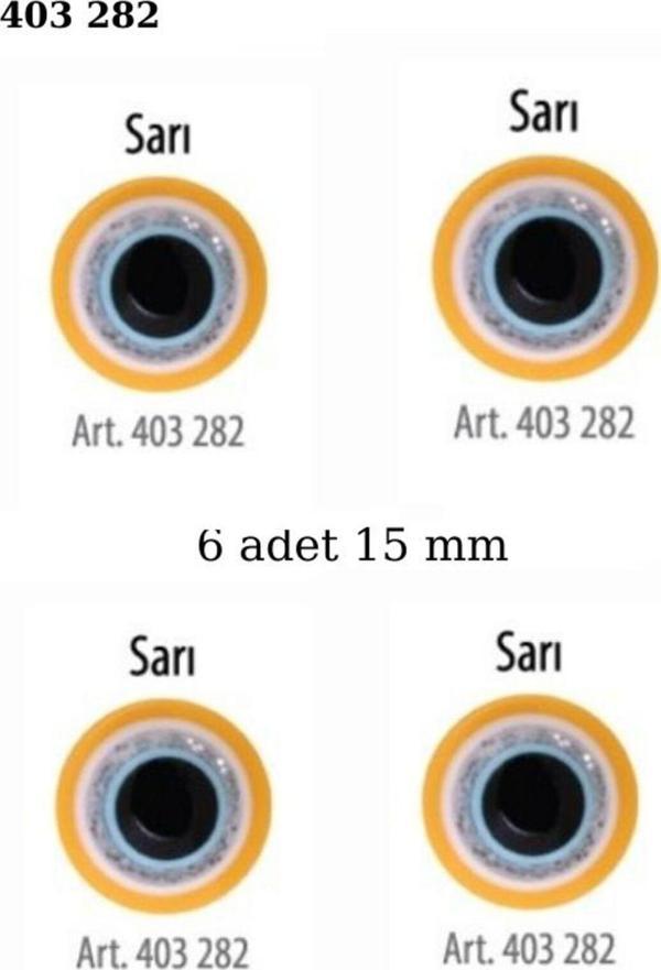 Öz-El Sarı Renk Nazar Boncuklu Simli 6 Adet 15 Mm Bebek Düğme, Bebek Kazak, Yelek, Gömlek Düğmesi 403 282 - Image 1