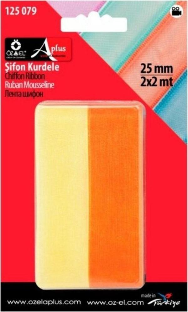 Öz-El 2'Li Turuncu Sarı Organze Kurdele, Paketlik Kurdele 2,5 Cm 2 2 Mt 125 079 - Image 1