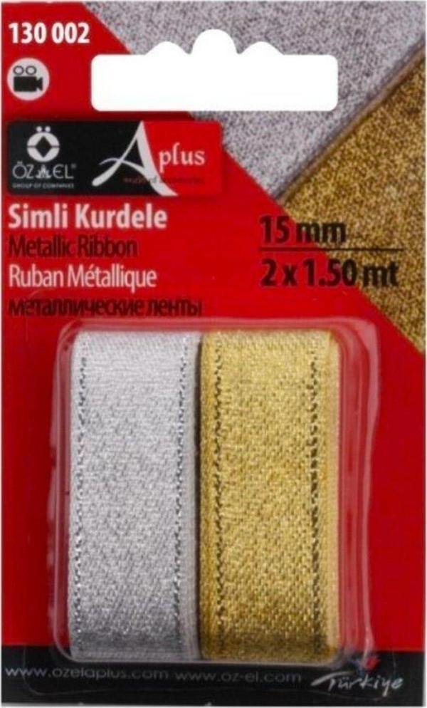 Öz-El Altın Ve Gümüş Rengi 2'Li Kurdele, Paketlik Kurdele, 1,5 Cm 2 Mt 130 002 - Image 1