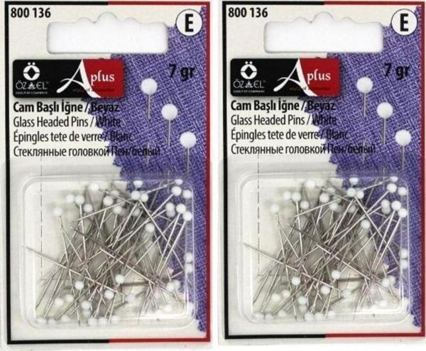 Öz-El 2'Li Cam Başlı Beyaz Toplu İğne 60 Adet 14 Gr 800 136 - Image 1