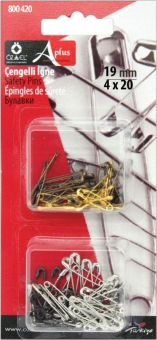 Öz-El Çengelli Iğne Seti 19 Mm Metal, Altın Rengi, Bronz Renk, Metalik 4 Adet Farklı Renk 800 420 - Image 1