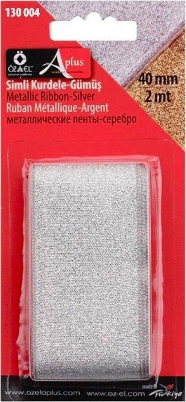 Öz-El Gümüş Rengi Simli Kurdele, Paketlik Kurdele 4 Cm 2 Mt 130 004 - Image 1
