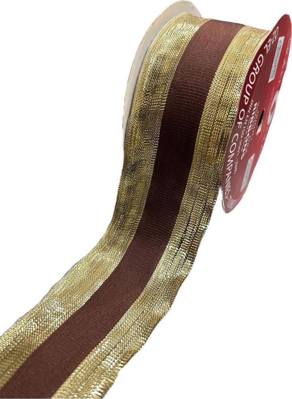 Öz-El Kahverengi Altın Simli Geçişli Paketlik Kurdele 4 Cm 3 Mt 135 087 - Image 1