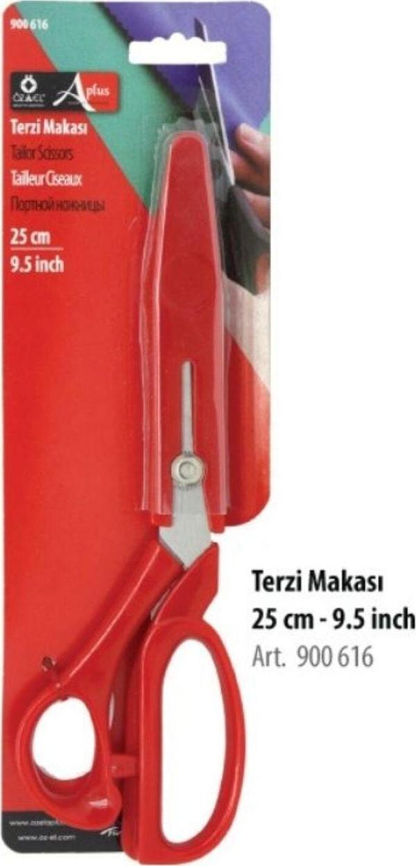Öz-El Kırmızı Terzi Makası, Profesyonel Terzi Makası Çelik Büyük Boy, 25 Cm 9,5 İnch 900 616 - Image 1