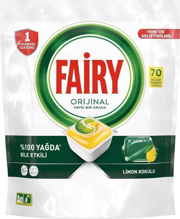 Fairy Hepsi Bir Arada Bulaşık Makinesi Deterjanı Kapsülü - Tableti 70 Yıkama Limon Kokulu - Image 1