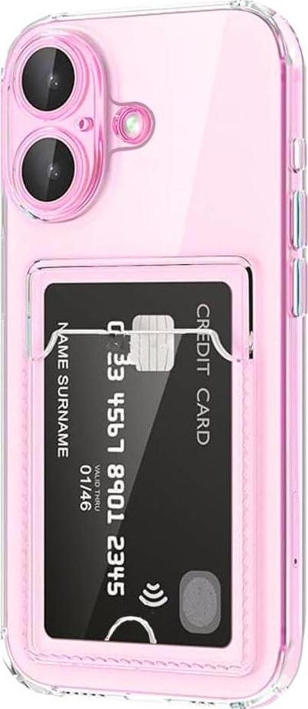 iPhone 16 Kılıf Cardy Şeffaf Kartlık Cepli Kapak - Image 1
