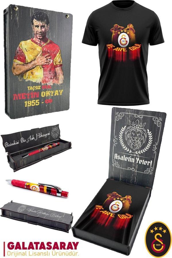 Galatasaray Orijinal Lisanslı We Are Gala T-Shirt + Uçlu Kalem Set Hediyelik Ahşap Kutulu - Image 1