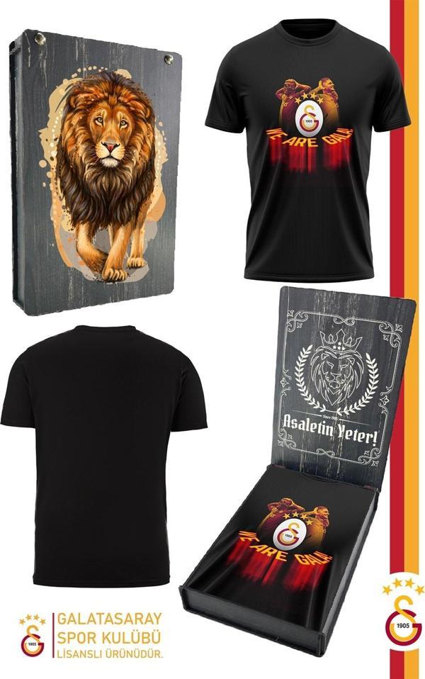 Galatasaray Orijinal Lisanslı We Are Gala T-Shirt Gs Aslan Baskılı Hediyelik Ahşap Kutulu - Image 1