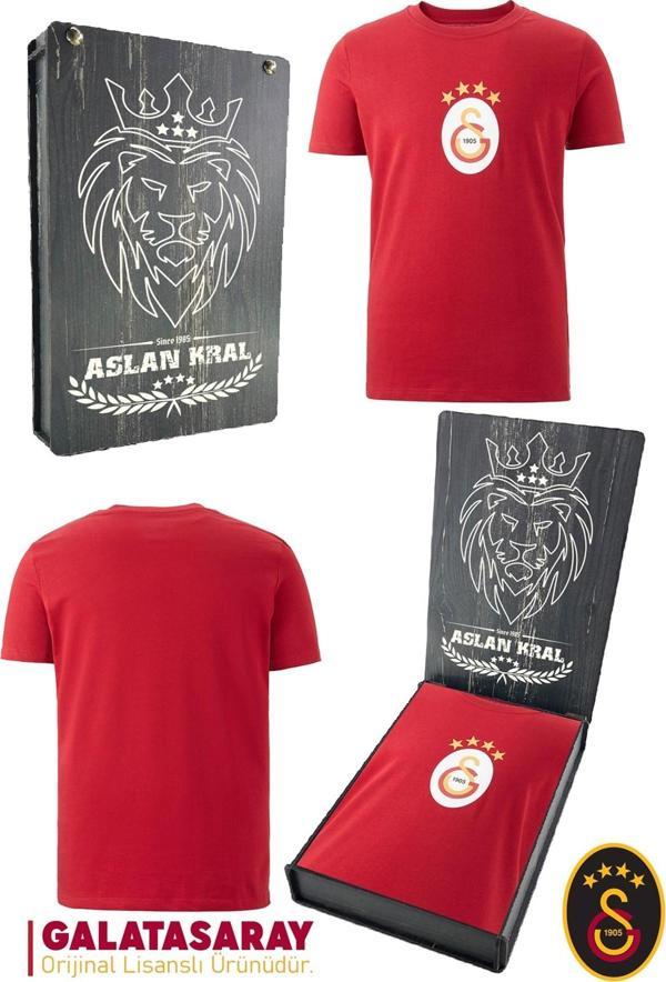 Galatasaray Orijinal Lisanslı Arma T-Shirt Hediyelik Ahşap Kutulu - Image 1
