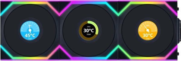 Lian Li UNI FAN SL WIRELESS LCD 3x120mm Siyah Kasa Fanı (G99.12SLLCD1W3B.00) - Image 1