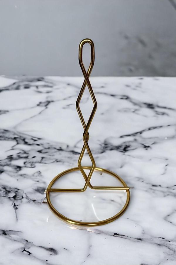 Metaltan Home Gold Kaplamalı Altın Rengi Paslanmaz Zikzak Kağıt Havlu Peçetelik - Image 1