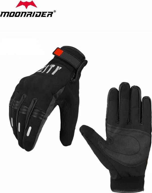 Moonrıder Motosiklet Eldiveni Motorcu Korumalı Dokunmatik Reflektörlü Softshell Motorsiklet Eldiveni Nx-4 - Image 1