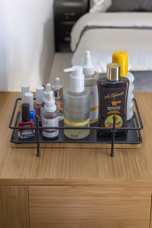 Metaltan Home Siyah Banyo Kozmetik Takı Düzenleyici Siyah Tablalı Çok Amaçlı Dikdörtgen Organizer - Image 1