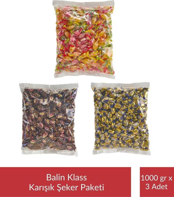 Balin Poşet Klass Karışık Şeker Paketi 1000 gr x 3 Adet - Image 1