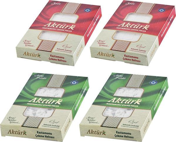 Aktürk Kastamonu Çekme Helva Sade ve Fıstıklı 250 gr 4 lü Karma Paket - Image 1