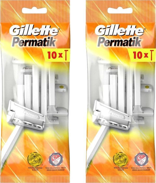 Gillette Permatik Tek Bıçaklı 10 lu Poşet x 2 Adet - Image 1