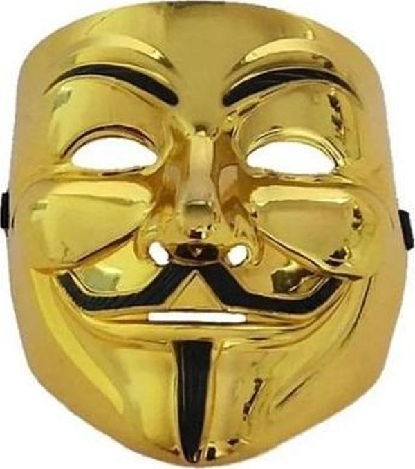 VIP GOLD VANDETA MASKESİ GOLD CADILAR BAYRAMI MASKESİ KORKU MASKESİ PARTİ MASKESİ YILBAŞI MASKESİ - Image 1