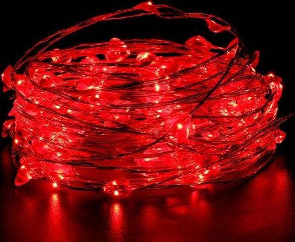 2 METRE KIRMIZI LED IŞIK KIRMIZI YILBAŞI AĞACI IŞIĞI NOEL IŞIĞI KIRMIZI PİLLİ LED IŞIK RED LED LİGHT - Image 1