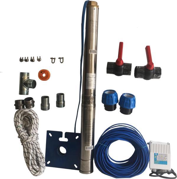 4SDM6/11 1,5HP ALARKO 60 MT YASSI KABLOLU VE PANOLU 120 MT HALATLI ÇİFT VANALI AKITMA BAŞLIKLI MONOFAZE TAKIM DALGIÇ POM - Image 1