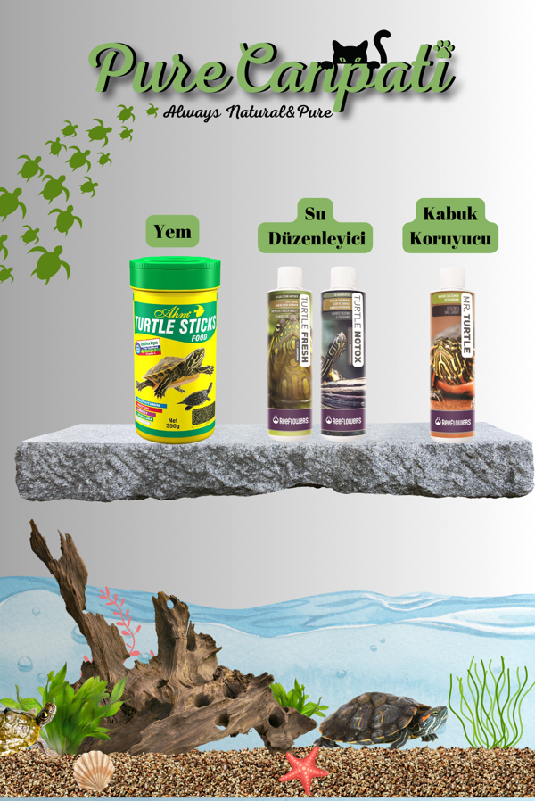 PureCanpati Kaplumbağa Bakım Stick Yem Seti(Kabuk Koruyucu ve Su Düzenleyici) - Image 1