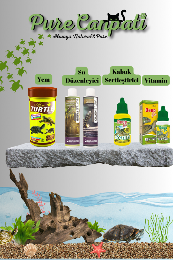 PureCanpati Kaplumbağa Su Düzenleyici Ve Bakım,Mix Yem Seti - Image 1