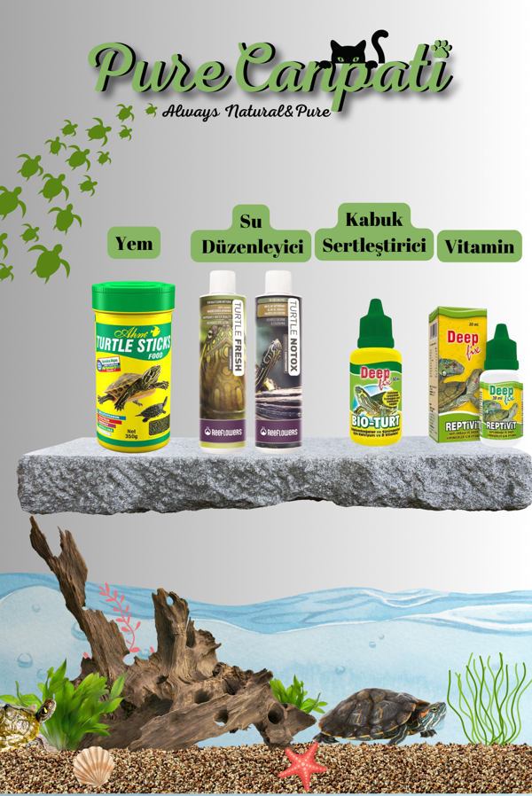 PureCanpati Kaplumbağa Su Düzenleyici Ve Bakım,Stick Yem Seti - Image 1