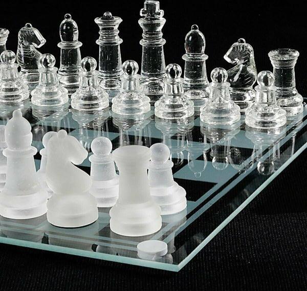 Revello Cam Satranç Takımı Full Cam Satranç Glass Chess 20*20 - Image 1