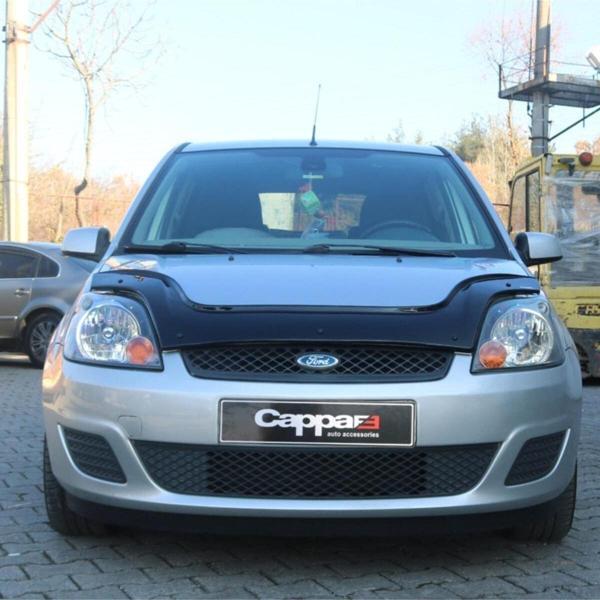 4MM 1. KALİTE CAPPAFE Ford Fiesta Ön Kaput Koruyucu Rüzgarlık Akrilik (abs) Piano Black *30300602 4* 2002-2008 E1 - Image 1