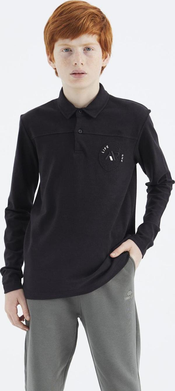 Siyah Polo Yaka Erkek Çocuk T-Shirt - 11172 - Image 1