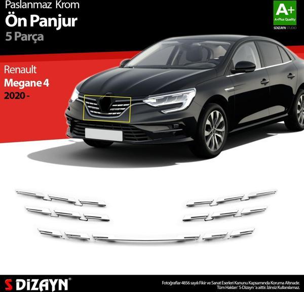 Renault Megane 4 Krom Ön Panjur 5 Prç. 2020 2021 2022 2023 2024 2025 - Image 1