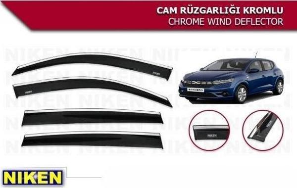 SANDERO ARACA ÖZEL KROMLU CAM RÜZGARLIGI NİKEN 2021 2022 2023 2024 2025 - Image 1